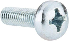 Value Collection - M6x1.00, 20mm Length Under Head Phillips Drive Machine Screw - Pan Head, Grade 4.8 Steel, Zinc-Plated Finish, Without Washer - Apex Tool & Supply