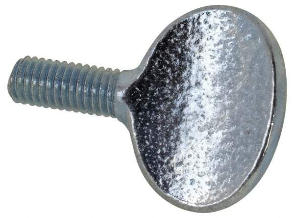 Value Collection - M5x10.00 Oval Shoulderless Grade 2 Steel Thumb Screw - 12mm OAL, 5mm Head Diam x 16mm Head Height, Zinc-Plated Finish - Apex Tool & Supply