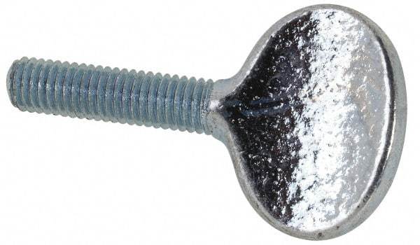 Value Collection - M5x10.00 Oval Shoulderless Grade 2 Steel Thumb Screw - 20mm OAL, 5mm Head Diam x 16mm Head Height, Zinc-Plated Finish - Apex Tool & Supply