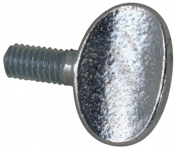Value Collection - M6x1.00 Oval Shoulderless Grade 2 Steel Thumb Screw - 12mm OAL, 6mm Head Diam x 16.5mm Head Height, Zinc-Plated Finish - Apex Tool & Supply