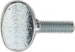 Value Collection - M6x1.00 Oval Shoulderless Grade 2 Steel Thumb Screw - 16mm OAL, 6mm Head Diam x 16.5mm Head Height, Zinc-Plated Finish - Apex Tool & Supply
