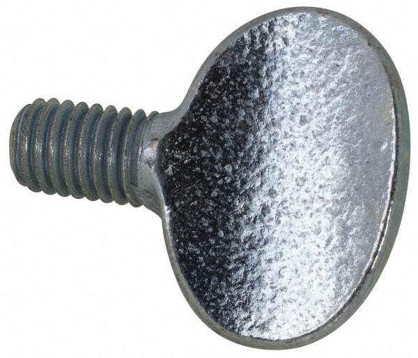 Value Collection - M8x1.25 Oval Shoulderless Grade 2 Steel Thumb Screw - 12mm OAL, 8mm Head Diam x 19.5mm Head Height, Zinc-Plated Finish - Apex Tool & Supply