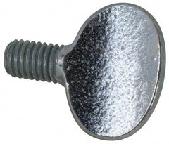 Value Collection - M8x1.25 Oval Shoulderless Grade 2 Steel Thumb Screw - 12mm OAL, 8mm Head Diam x 19.5mm Head Height, Zinc-Plated Finish - Apex Tool & Supply
