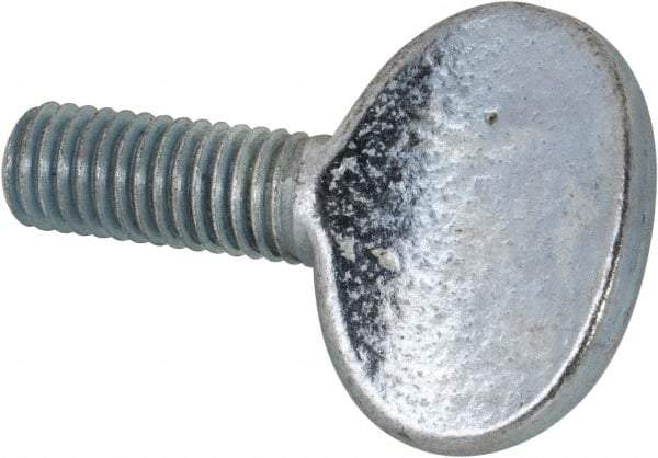 Value Collection - M8x1.25 Oval Shoulderless Grade 2 Steel Thumb Screw - 20mm OAL, 8mm Head Diam x 19.5mm Head Height, Zinc-Plated Finish - Apex Tool & Supply