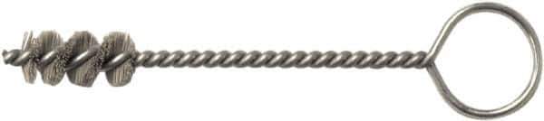 Weiler - 13.1mm Diam Helical Nylon Tube Brush - Single Spiral, 0.012" Filament Diam, 1" Brush Length, 5" OAL, 0.194" Diam Galvanized Steel Shank - Apex Tool & Supply