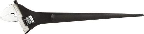 Paramount - 1-11/16" Jaw Capacity, 15" Spud Handle Adjustable Wrench - Chrome Vanadium Steel, Black Finish - Apex Tool & Supply