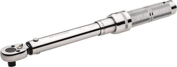 Paramount - 3/8" Drive Micrometer Type Ratchet Head Torque Wrench - 5.4 N/m to 27 N/m Torque, 12" OAL, 1 Ft/Lb Graduation - Apex Tool & Supply
