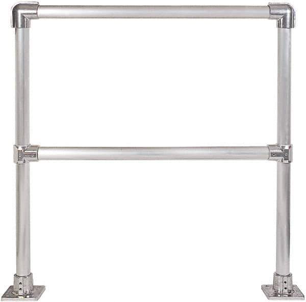 Hollaender - 4' Long x 42" High, Aluminum Straight Railing - 1.9" Pipe, Includes 2 Sub Assembled Posts, 2 Horizontal Rails, Bag with 2 Flanges, Instructions, Assembly Tool - Apex Tool & Supply