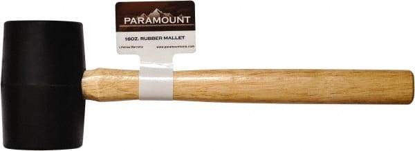 Paramount - 1 Lb Head Rubber Mallet - 12-15/16" OAL, Wood Handle - Apex Tool & Supply