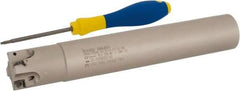 Iscar - 1-1/4" Cut Diam, 0.315" Max Depth of Cut, 1-1/4" Shank Diam, 7.87" OAL, Indexable Square Shoulder Helical End Mill - H490 AN.X 09 Inserts, Cylindrical Shank, 90° Lead Angle, Through Coolant, Series Helido - Apex Tool & Supply