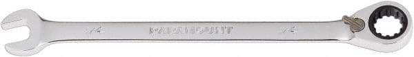 Paramount - 1/4" 12 Point Combination Wrench - 13° Head Angle, 5" OAL, Chrome Vanadium Steel, Polished Finish - Apex Tool & Supply