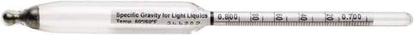 H-B Instruments - 300mm Long, Steel Specific Gravity Hydrometer - 0.001 Graduation, 0.70/0.81 Specific Gravity - Apex Tool & Supply