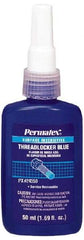 Permatex - 50 mL Bottle, Blue, Medium Strength Liquid Threadlocker - Series 243, 24 hr Full Cure Time, Hand Tool Removal - Apex Tool & Supply