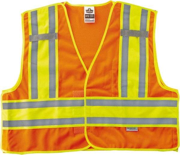 Ergodyne - Size L/XL High Visibility Orange Mesh/Solid Public Safety Vest - 44 to 52" Chest, ANSI/ISEA 107, Hook & Loop Closure, 1 Pocket, Polyester - Apex Tool & Supply