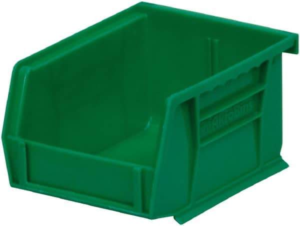 Akro-Mils - 10 Lb. Load Capacity, 5-3/8" Deep, Green Polymer Hopper Stacking Bin - 3" High x 4-1/8" Wide x 5-3/8" Long - Apex Tool & Supply
