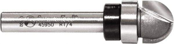 Amana Tool - 1/2" Cut Diam, 3/8" Length of Cut, 2 Flute Core Box Edge Profile Router Bit - Carbide-Tipped, 1/4" Shank Diam, 2" OAL, Uncoated - Apex Tool & Supply