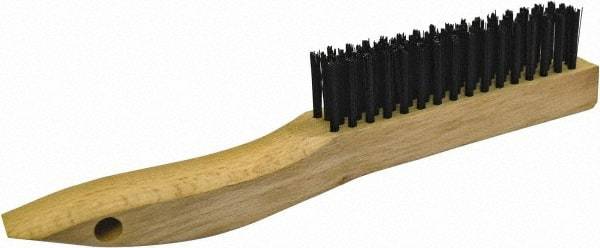 Gordon Brush - 4 Rows x 16 Columns Steel Plater Brush - 4-3/4" Brush Length, 10" OAL, 1-1/8 Trim Length, Wood Shoe Handle - Apex Tool & Supply