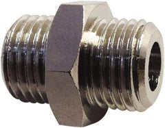 Legris - 1/4 Male Thread, Nickel Plated Brass Industrial Pipe Hex Nipple - MBSPP, 870 psi - Apex Tool & Supply