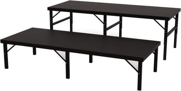 Valley Craft - 48 Wide x 120" Deep x 28" High, Steel Work Table - 14 Gauge Stainless Steel Top, Adjustable Height Legs, Gray - Apex Tool & Supply