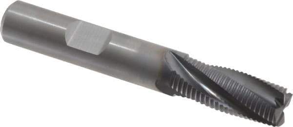 Kennametal - 3/8" Diam, 7/8" LOC, 4 Flute Solid Carbide Roughing Square End Mill - AlTiN Finish, 2-1/2" OAL, 3/8" Shank Diam, Centercutting, 20° Helix - Apex Tool & Supply
