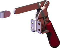 De-Sta-Co - 400 Lb Holding Capacity, Vertical Handle, Manual Hold Down Toggle Clamp - 60° Handle Movement, 185° Bar Opening, Solid Bar, Flanged Base, Carbon Steel - Apex Tool & Supply
