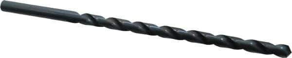 Cleveland - 1/2", 118° Point, Spiral Flute, High Speed Steel Taper Length Drill Bit - Oxide Finish, 9" Flute Length, 12" OAL, Series 950E - Apex Tool & Supply