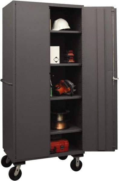 Durham - 4 Shelf Locking Storage Cabinet - Steel, 36" Wide x 24" Deep x 80" High, Gray - Apex Tool & Supply