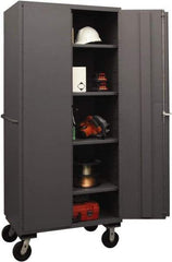Durham - 4 Shelf Locking Storage Cabinet - Steel, 36" Wide x 24" Deep x 80" High, Gray - Apex Tool & Supply