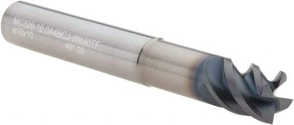 Walter-Prototyp - 10.01mm, 10mm LOC, 10mm Shank Diam, 3" OAL, 4 Flute, Solid Carbide Square End Mill - Single End, TiAlN Finish, Helical Flute, Centercutting, Right Hand Cut, Right Hand Flute - Apex Tool & Supply