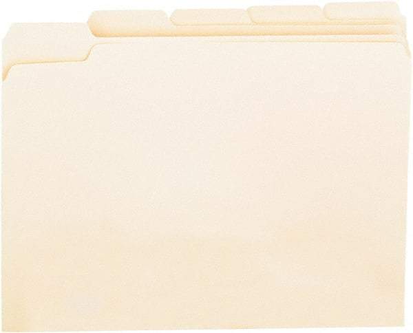 UNIVERSAL - 8-1/2 x 11", Letter Size, Manila, File Folders with Top Tab - 11 Point Stock, Assorted Tab Cut Location - Apex Tool & Supply