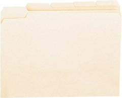 UNIVERSAL - 8-1/2 x 11", Letter Size, Manila, File Folders with Top Tab - 11 Point Stock, Assorted Tab Cut Location - Apex Tool & Supply