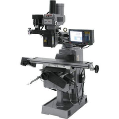 Jet - 9" Table Width x 49" Table Length, Variable Speed Pulley Control, 3 Phase Knee Milling Machine - R8 Spindle Taper, 3 hp - Apex Tool & Supply