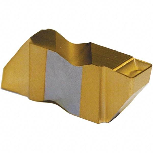 Tool-Flo - 2FLG P Grade GP50C, 2.2mm Cutting Width Carbide Grooving Insert - 2.79mm Max Depth of Cut, Left Hand, 0.005 to 0.01" Corner Radius, TiN Finish - Apex Tool & Supply