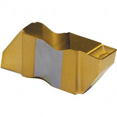 Tool-Flo - 2FLG P Grade GP50C, 2.2mm Cutting Width Carbide Grooving Insert - 2.79mm Max Depth of Cut, Left Hand, 0.005 to 0.01" Corner Radius, TiN Finish - Apex Tool & Supply