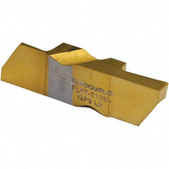 Tool-Flo - 3094FLGT Grade GP50C, 2.39mm Cutting Width Carbide Grooving Insert - Left Hand, 0.005 to 0.01" Corner Radius, TiN Finish - Apex Tool & Supply