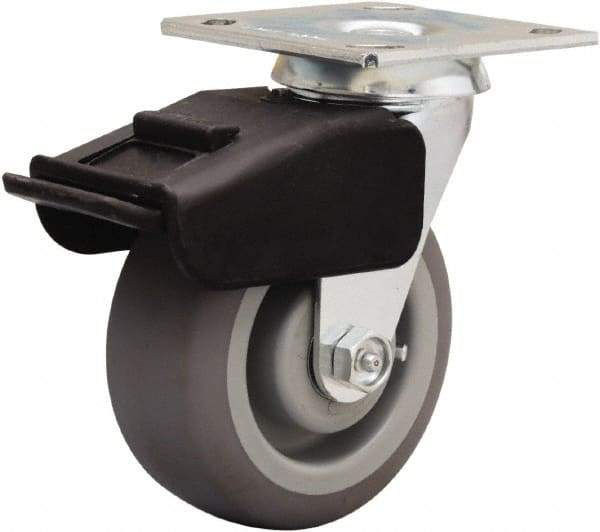 Hamilton - 5" Diam x 2" Wide x 6-1/2" OAH Top Plate Mount Swivel Caster - Rubber Mold on Polyolefin, 350 Lb Capacity, Straight Roller Bearing, 4 x 4-1/2" Plate - Apex Tool & Supply