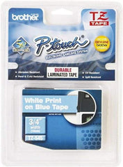 Brother - 3/4" Wide x 314.4" Long, Blue Plastic/Paper Tape Cassette - For Label Maker - Apex Tool & Supply