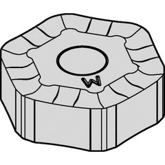 Kennametal - HNHX53 GE Grade KCK15 Carbide Milling Insert - TiN/TiCN/Al2O3 Finish, 0.219" Thick, 0.638" Inscribed Circle, 3/64" Corner Radius - Apex Tool & Supply