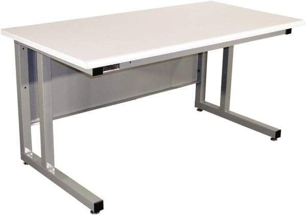Proline - 72 Wide x 30" Deep x 30" High, Plastic Laminate Workbench - Fixed Legs With Adjustable Height Glides, Gray - Apex Tool & Supply