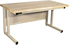 Proline - 72 Wide x 30" Deep x 30" High, Butcher Block Maple Workbench - Fixed Legs With Adjustable Height Glides, Beige - Apex Tool & Supply