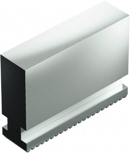 Schunk - 8" Max Chuck Capacity, Serrated Interface, Square Soft Lathe Chuck Jaw - 3 Jaw, Steel, 0mm Btw Mount Hole Ctrs, 38mm High, 0mm Groove - Apex Tool & Supply