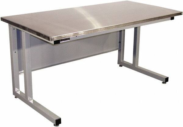 Proline - 72 Wide x 30" Deep x 30" High, Stainless Steel Workbench - Fixed Legs With Adjustable Height Glides, Gray - Apex Tool & Supply