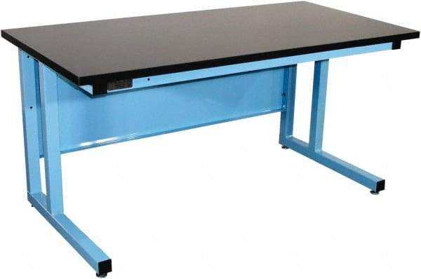 Proline - 72 Wide x 30" Deep x 30" High, Chem-Guard Workbench - Fixed Legs With Adjustable Height Glides, Blue - Apex Tool & Supply