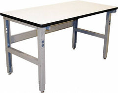 Proline - 60 Wide x 30" Deep x 36" High, Plastic Laminate Workbench - Adjustable Height Legs, Gray - Apex Tool & Supply
