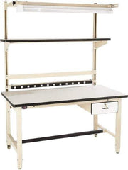 Proline - 72 Wide x 30" Deep x 36" High, Static Dissipative Workbench - Adjustable Height Legs, Beige - Apex Tool & Supply