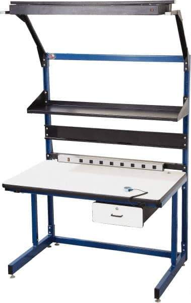 Proline - 60 Wide x 30" Deep x 36" High, Static Dissipative Workbench - Adjustable Height Legs, Blue & Black - Apex Tool & Supply