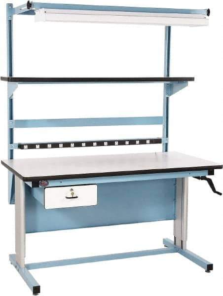 Proline - 72 Wide x 30" Deep x 42" High, Plastic Laminate Workbench - Adjustable Height Legs, Blue - Apex Tool & Supply