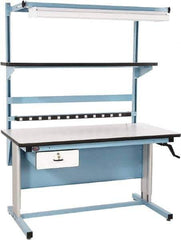 Proline - 72 Wide x 30" Deep x 42" High, Plastic Laminate Workbench - Adjustable Height Legs, Blue - Apex Tool & Supply