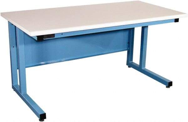 Proline - 72 Wide x 30" Deep x 30" High, Static Dissipative Workbench - Fixed Legs With Adjustable Height Glides, Blue - Apex Tool & Supply