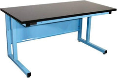 Proline - 60 Wide x 30" Deep x 30" High, Chem-Guard Workbench - Fixed Legs With Adjustable Height Glides, Blue - Apex Tool & Supply